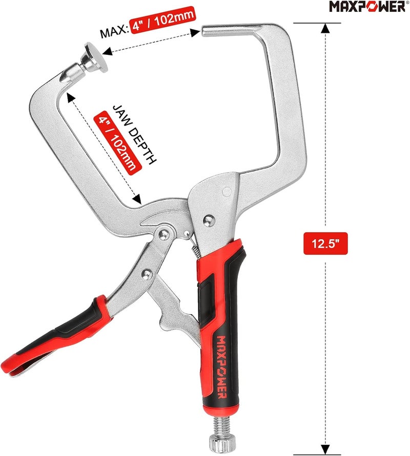 Max Power 12.5-Inch Pocket Hole Clamp, 2 Pack Right Angle Clamp for Woodworking and Pocket Hole Joinery - Image 3